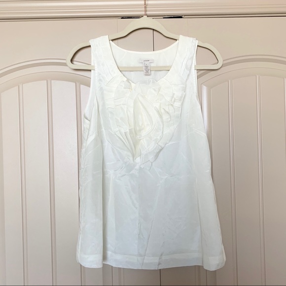 J. Crew Tops - J.Crew Ivory Tank Top with Large Floral Ruffle